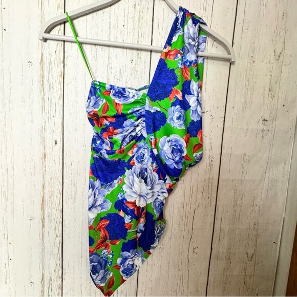 Zara Women's Floral Classy Seasonal Style One Strap Ruched Side Body Suit Sz S - Picture 5 of 12